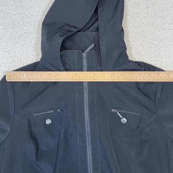 Liz Claiborne Womens Black Anorak Jacket Leopard Lining XL Drawstring Waist - Picture 11 of 12